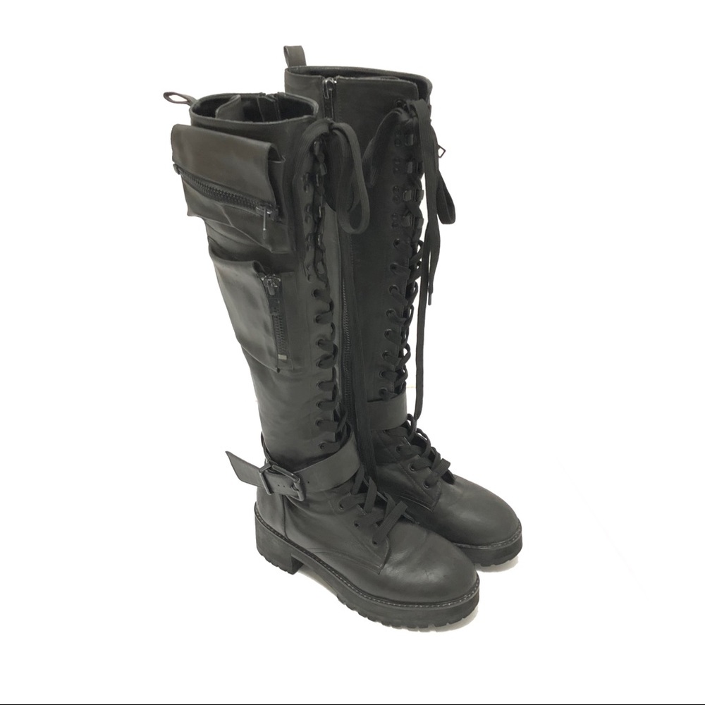 Current Mood OBSIDIAN POCKET COMBAT BOOTS